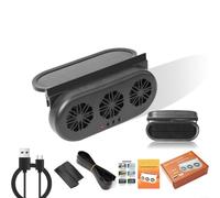 Ventilateur extracteur d'air de voiture à énergie solaire, design à trois têtes pour une meilleure circulation de l'air, USB et 12 V double options de charge, construction ABS (23 x 11,3 x 5,2 cm
