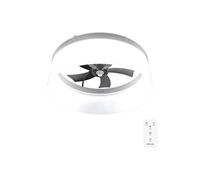 Ventilateur Générique Moteur DC 20W - Abat-jour tissu - Eclairage LED - Télécommande - 6 vitesses - Mode Eté/Hiver
