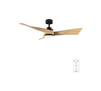 Ventilateur Générique Moteur DC 40W 132cm 3 pales LED Télécommande Minuteur 8h Eté/Hiver Marron
