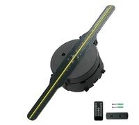 Ventilateur Hologramme 3D, Projecteur LED Hologramme 3D avec Bluetooth Et Application De Contrôle, Luminosité Et Angle De Réglage Réglables, Affichage Publicitaire Holographique pour La Publicit 18cm