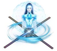 Ventilateur holographique 3D, 66 cm, 2000 x 1536PX, haute résolution 768 LED HD, projecteur de publicité vidéo holographique, compatible avec application + audio Bluetooth + WiFi (65 cm)