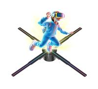 Ventilateur holographique 3D, Panneau Lumineux LED holographique 3D de 45 cm, éclairage publicitaire de Vacances, télécommande Wi-FI pour Magasin, Halloween