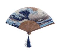Ventilateur japonais - Ventilateur à vague portable, ventilateur à main classique | Style élégant de fan de papier, cadre en bambou avec impression d'art pour refroidissement en hissue - Décoration de