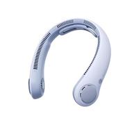 Ventilateur JISULIFE de cou portable amélioré, mains libres, 5 vitesses réglables, 5000mAh - Bleu