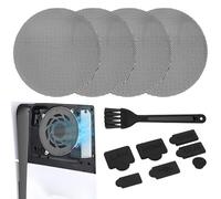 Ventilateur Kit de Protection Anti-Poussière pour PS5 et PS5 Slim, Kit Nettoyage PS5 Accessoires avec 4 Filtres, Brosses de Nettoyage et Prises de Port Compatible PS5 Pro PS5 Slim PS5 Legacy