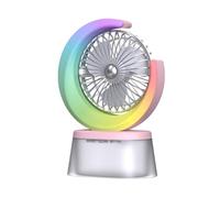 Ventilateur LED, ventilateur de chevet - Ventilateur de refroidissement silencieux et coloré - Ventilateur humidificateur portable avec réservoir de 600 ml, ventilateur rechargeable USB réglable à 3