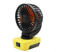Ventilateur léger alimenté par batterie 18 V avec double port USB, excellent compagnon pour le camping et les chantiers de travail (jaune)