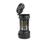 Ventilateur Lumière ABS Fer 1200mAh Rechargeable Ventilateur | Double rangÃ©e de LEDs, portÃ©e large, 250LM luminositÃ©, idÃ©al tente, Ã©clairage uniforme(Black)