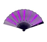 Ventilateur manuel 2025 à LED de fête, bottes sur le sol, ventilateur à main pour femme, pliable, grands ventilateurs pour danse en ligne, performance de scène lumineuse, anniversaire, (violet, taille