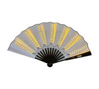 Ventilateur manuel 2025 à LED de fête, bottes sur le sol, ventilateur à main pour femme, pliable, grands ventilateurs pour danse en ligne, performance de scène lumineuse, anniversaire, (jaune, taille