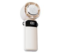 Ventilateur manuel - Ventilateur à batterie blanche | Ventilateur Portable | Refroidisseur d'air silencieux avec écran numérique et 100 vitesses | Effondrement, Gadgets pour bureau, chambre, voyage