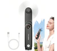 Ventilateur mini portable Sweetfull, ventilateur portable silencieux, ventilateur de refroidissement extérieur, ventilateur pliable, ventilateur personnel rechargeable USB, affichage LED, lampe de poc