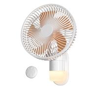 Ventilateur Mural 26 cm avec Éclairage et Télécommande, Silencieux 30 dB, Flux d’Air Puissant 5,2 m/s, Minuterie, Oscillation 90°, 4 Vitesses, Inclinaison 180° pour Chambre, Bureau, Camping-Car
