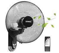 Duronic FN55 BK Ventilateur mural 60W | 5 Pâles de 40cm | Tête oscillante avec minuteur | 3 Vitesses | Télécommande | Moteur puissant et silencieux | Support mural coulissant démontable à la volée