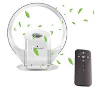 Ventilateur mural oscillant sans pales - Ventilateur de bureau portable étanche avec batterie, télécommande, minuterie pour bureau et chambre