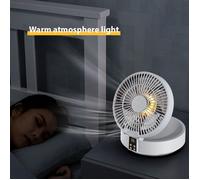 Ventilateur mural rechargeable - Oscillation auto + télécommande - 3 vitesses & lumière ambiante - Silencieux pour chambre/bureau