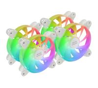 Mars Gaming Kit ventilateurs PC MF-4A – 4×120 mm ARGB 360° sans cadre, 5V 3 broches, FDB – Blanc