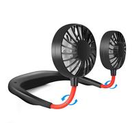 Ventilateur Personnel Mains Libres, Mini USB Rechargeable Ventilateur avec 3 Vitesses Réglables Rotation de 360 Degrés Conception D'écouteurs Tour de Cou Portable pour Déplacements Sport et Bureau