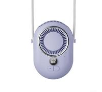 Ventilateur personnel portable réglable à suspendre au cou avec écran LED et 3 vitesses, mains rechargeables par USB, appareil de refroidissement, mini batterie (violet, 4000 mAh)