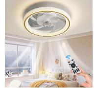 Ventilateur Plafond,6 Vitesses Ventilateur de Plafond Avec Lumiere 48CM Dimmable Plafonnier Ventilateur Silencieux, Minuteur
