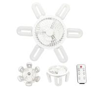 Ventilateur Plafond Avec Éclairage À Douille Télécommande Pour 3 Couleurs | Ventilateur Plafond LED Pales Pliables Pour Pièces : Chambre, Salon, Cuisine, Garage, Ate
