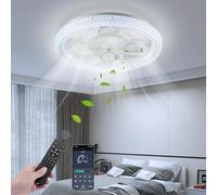 Ventilateur Plafond avec Lumiere,48CM Ventilateur Plafond Silencieux,Ventilateurs de Plafon avec télécommande et APP, Dimmable Ventilateurs de Plafon ave 6 Vitesses,Réversible,3 Couleurs