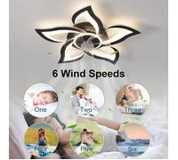 Ventilateur plafond avec lumière 69 cm noir - Plafonnier ventilateur silencieux chambre, 6 vitesses, 3 couleurs, APP & télécommande