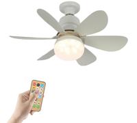 Ventilateur Plafond avec Lumiere | Ampoule Ventilateurs de Plafond Silencieux avec Lampe Intégrée | E27 Plafonnier Led Ventilateur avec Telecomande | Lustre Ventilo Plafond | 30w Ceiling Fan Light