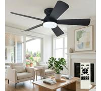 Ventilateur Plafond avec Lumière Moderne Télécommande, 106 cm, LED Intensité Variable, Montage Plafonnier, 6 Vitesses Minuterie, Profil Bas, Réversible Silencieux, Idéal Chambre, Salon Extérieur