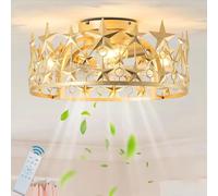 Ventilateur Plafond avec Lumiere Silencieux Enfant Fan Plafonnier avec Télécommande E27,Lampe de Ventilateur Cage en Métal Étoile Créative Pour Filles Garçons Chambre D'enfants - Éclairage Ludique