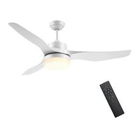 Ventilateur plafond - HOMCOM - lumière et télécommande - réversible - 3 pales 6 vitesses - acier et ABS - 132 cm - blanc