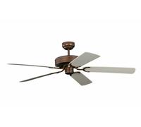 Ventilateur de plafond Pepeo Potkuri, sans éclairage, revêtement bronze antique, pâles de couleur blanc / osier