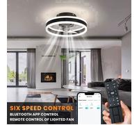 Ventilateur Plafond Silencieux avec Lumière Dimmable 6 Vitesses Fan 40cm ®WHD© +Télécommande+APP-Contrôle Plafonnier LED+Mode Hiver