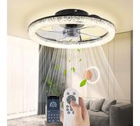 Ventilateur Plafond,Silencieux Luminaire Ventilateur Plafonnier et Télécommande,Moteur Réversible,LED de Température Tricolore Dimmable(3000K-6500K),6 Vitesses,Minuterie, pour Chambre, Salon, Cuisine