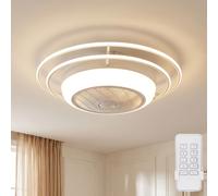 Ventilateur de plafond avec lumière et télécommande Lampe de plafond Ventilateur Plafonnier Lumière du jour, CCT, métal, blanc, 1x LED 38 Watt 1800 lm 3000-6500, D 73 cm