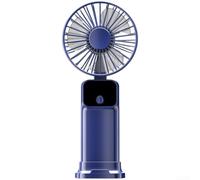 Ventilateur Pliable Portable avec Écran LCD et Lanière - Ventilateur de Poche Rechargeable pour Camping, Randonnée et - 3 Vitesses Silencieuses - 19x9cm(Blue)