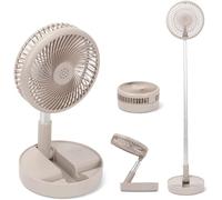 Ventilateur pliable sans fil de 99,1 cm avec batterie de 7200 mAh | Ventilateur de bureau silencieux à 4 vitesses | Télescopique pour bureau, sol et extérieur | Alimenté par USB pour bureau, chambre