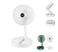 Ventilateur pliable télescopique 3 en 1 - Ventilateur de bureau et de sol portable rechargeable par USB pour dortoir, chambre, bureau et voyage | Ventilateur silencieux oscillant 3 en 1 avec