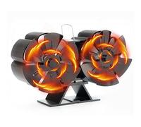 Ventilateur Poele à Bois, 12 Lames Ventilateur de Poele Silencieux, Ventilateur Cheminée à Double Tête pour Poêle à Bois Brûleur à Bois Bûches Cheminée, Noir