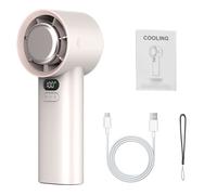 Ventilateur Portable 100 Vitesses avec Écran LCD, Mini Ventilateur à Main 4000mAh, Vent 10m/s Refroidissement Céramique, Beige