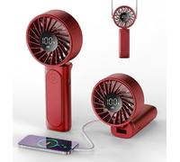 Ventilateur portable, 4000 mAh, rechargeable par USB, mini ventilateur de bureau pliable à 180°, 6 vitesses de vent, écran numérique LCD, lanière comme ventilateur de cou, ultra silencieux, format de