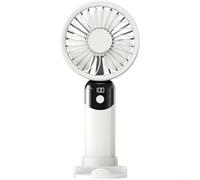 Ventilateur portable à 6 vitesses, affichage numérique, silencieux, rechargeable par USB, pour camping, randonnée, voyage, activités de plein air, blanc, gris, rose, plastique ABS (blanc-D08)