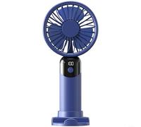 Ventilateur portable à 6 vitesses, affichage numérique, silencieux, rechargeable par USB, pour camping, randonnée, voyage, activités de plein air, blanc, gris, rose, plastique ABS (bleu-D08)