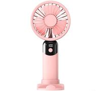 Ventilateur portable à 6 vitesses, affichage numérique, silencieux, rechargeable par USB, pour camping, randonnée, voyage, activités de plein air, blanc, gris, rose, plastique ABS (rose-D08)