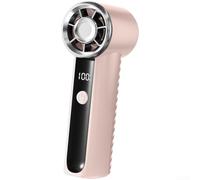 Ventilateur portable à écran LED, rechargeable par USB, avec 100 niveaux de flux d'air, batterie 1800 mAh, moteur silencieux sans balais pour voyage en plein air (rose)