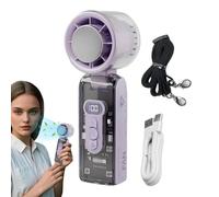 Ventilateur portable à main | Affichage numérique pliable avec lumières LED - Ventilateur portable refroidissant à batterie - pour voyage, plage, camping, randonnée, pêche, pique-nique, extérieur, vac