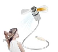 Ventilateur portable, affichage de la température de l'horloge | Design col de cygne flottant pliable avec éclairage doux pour salon, camping-car, tente, camping, trajets et voyages