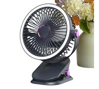 Ventilateur portable avec clip | Ventilateur personnel portable à clip - Dispositif de refroidissement rechargeable avec lumières, circulateur d'air à batterie pour bureau, voyage, camping