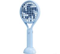Ventilateur portable avec raquette de tennis rechargeable par USB et silencieux pour étudier, travailler ou se déplacer (bleu)