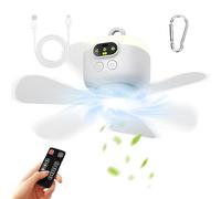 Ventilateur Portable Camping - Ventilateur De Tente LED 4 Vitesses - Rechargeable USB Silencieux pour Intérieur Extérieur Jardin Terrasse Balcon Plage Voiture Bateau Maison